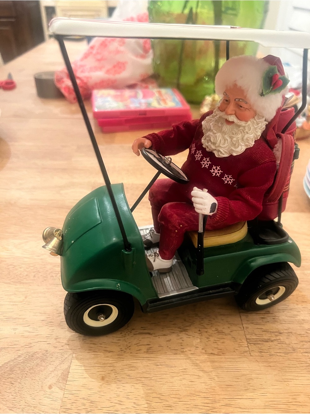 Golf cart Santa retired from clothtique possible dreams collection 71043, 2004